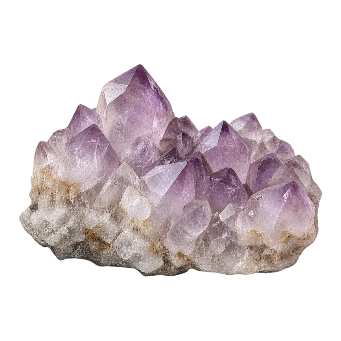 A natural lavender amethyst crystal cluster