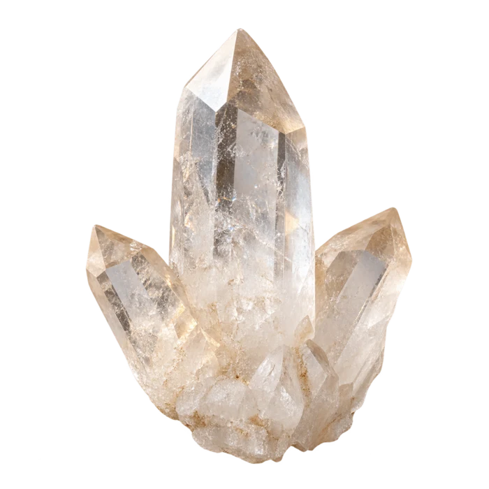 A natural clear quartz crystal cluster